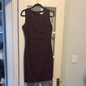 Calvin Klein Red Sleeveless Sheath Dress Midi